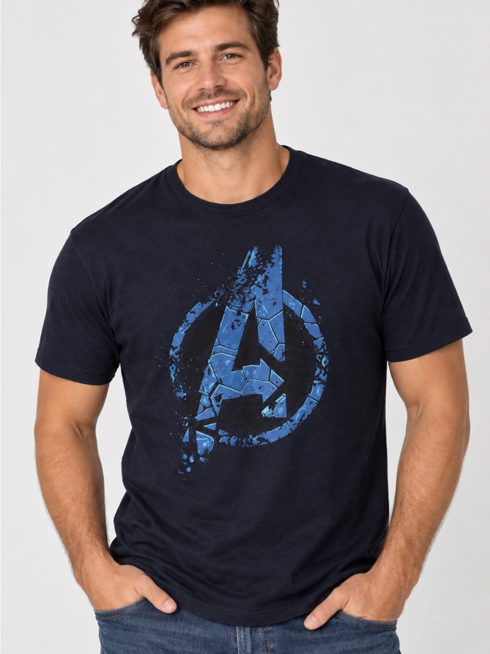 Men's Navy Blue Graphic T‑Shirt - Avengers Logo
